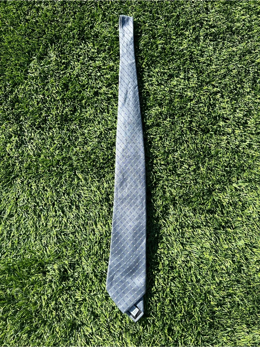 Geoffrey Beene Light Blue Diamond-Grid Silk Tie